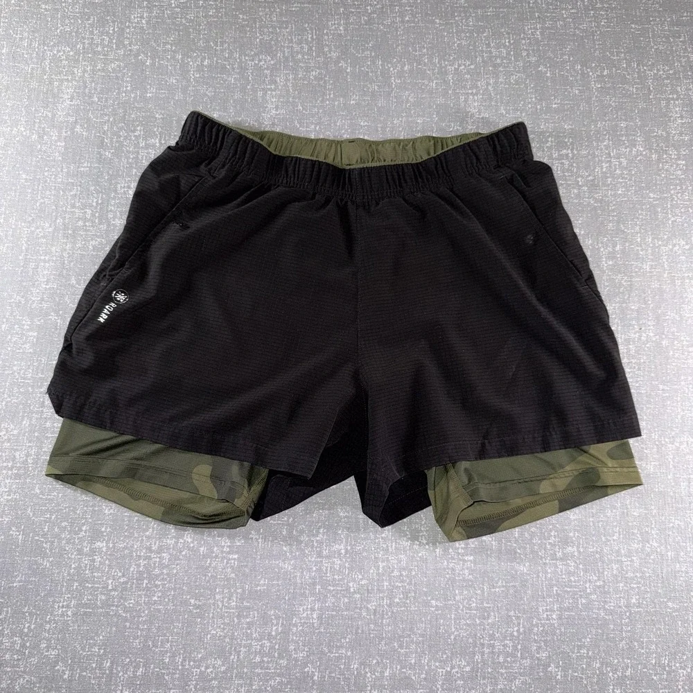 Roark Shorts Mens 33 Black Run Amok 2-in-1 Lined Camo 6 Inseam Athletic Running